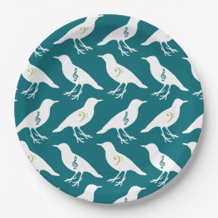 Assiettes En Carton Oiseaux de musique
