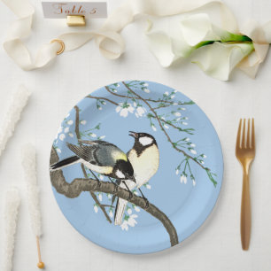Assiettes En Carton Oiseaux et fleurs de cerisiers Ohara Koson
