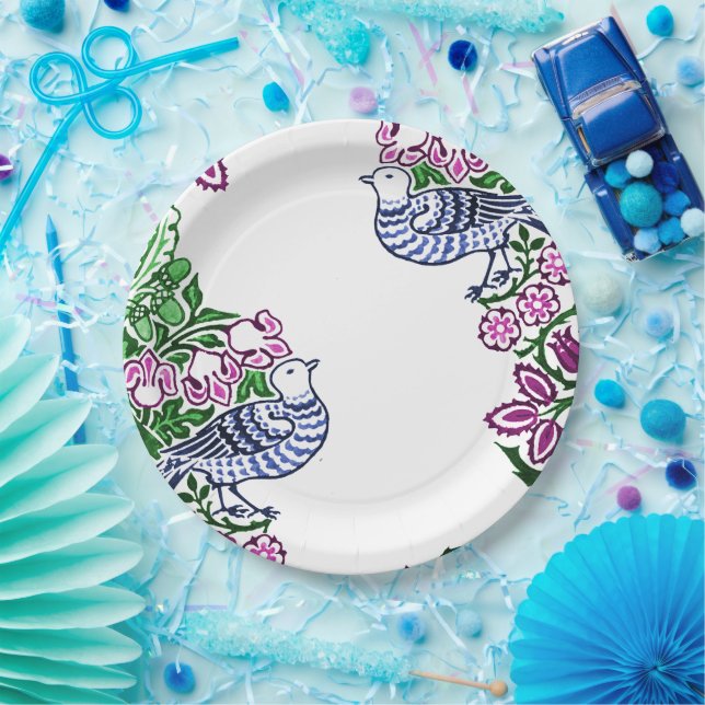 Assiettes En Carton Oiseaux folkloriques Fleurs Acorns (Fête)