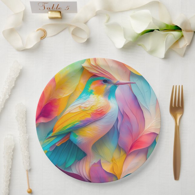 Assiettes En Carton Oiseaux Imaginaires Oiseaux de soie (Mariage)