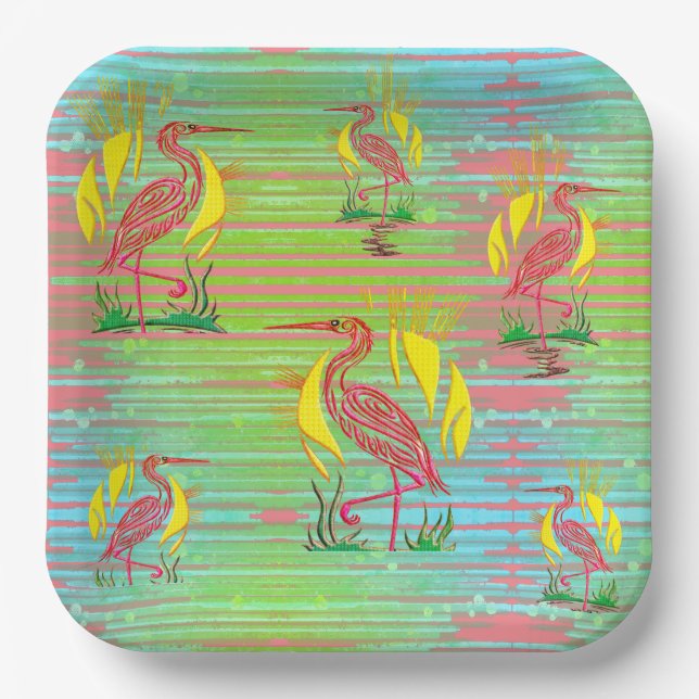 Assiettes En Carton Oiseaux tropicaux (Recto)