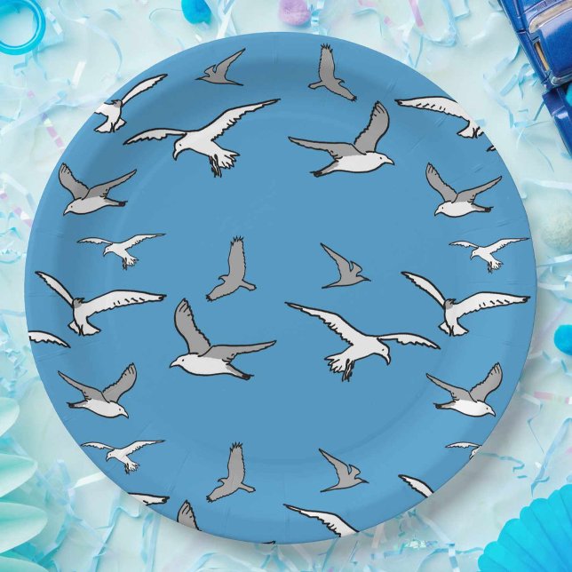 Assiettes En Carton Oiseaux - un troupeau de mouettes (Créateur téléchargé)