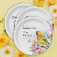Oiseaux Vintage Canaris Fleurs 100e Anniversaire