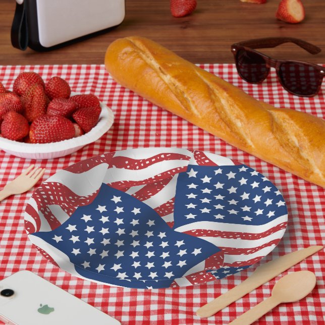 Assiettes En Carton Old Glory All American - États-Unis Drapeau (Pique-nique)
