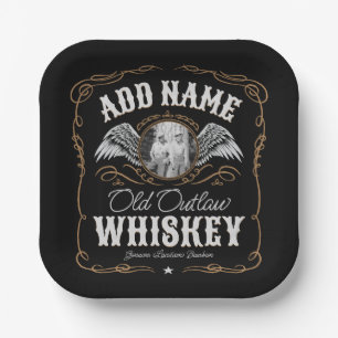 Assiettes En Carton Old Moonshine Whiskey Étiquette AJOUTER PHOTO Nom 