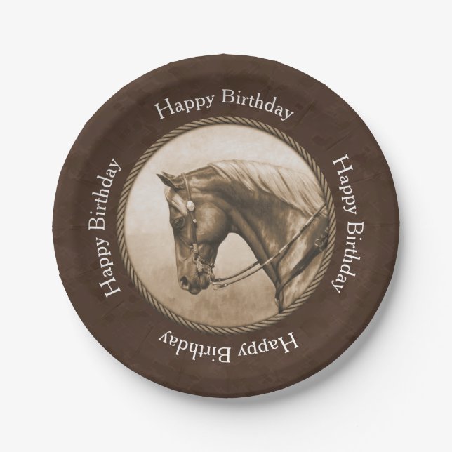 Assiettes En Carton Old West Quarter Horse Sepia Brown (Devant)