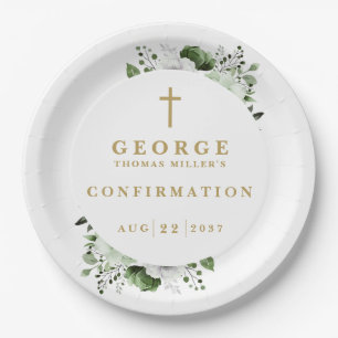 Assiettes En Carton Olive Green Botanical Moderne Confirmation