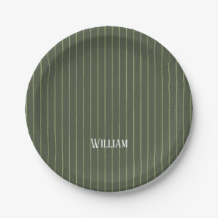 Assiettes En Carton Olive Pinstripes