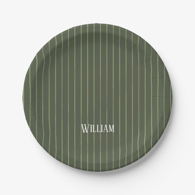Assiettes En Carton Olive Pinstripes (Devant)
