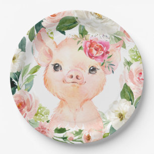 Assiettes En Carton Olivia Pigsley Pig 9" Dessert Plate - Baby shower