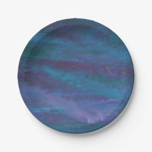 Assiettes En Carton Ombre bleue Abstraite   Turquoise Turquoise violet