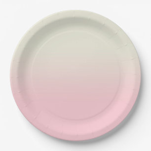 Assiettes En Carton Ombre doux pour bébé rose et ivoire