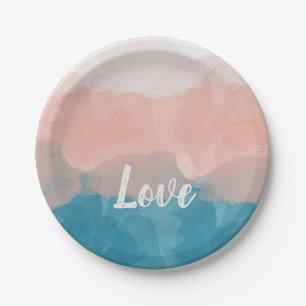 Assiettes En Carton Ombre rose et bleu amour dégradant