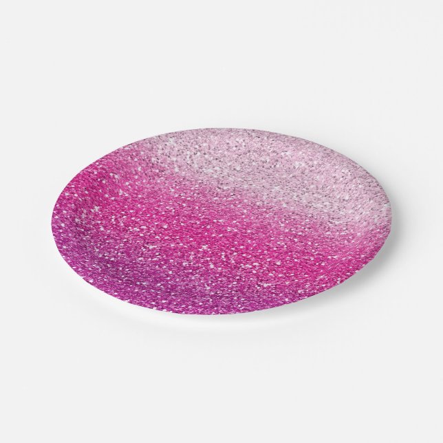 Assiettes En Carton Ombre rose scintillant (Angle)
