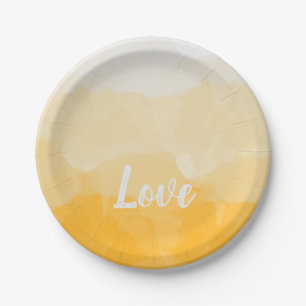 Assiettes En Carton Ombre safran et soleil jaune amour dégradé