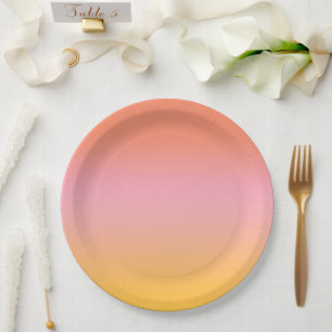 Assiettes En Carton Ombre soleil esthétique Peach rose jaune dégradé