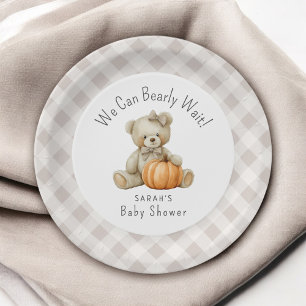 Assiettes En Carton On peut attendre mignon Baby shower fille ours