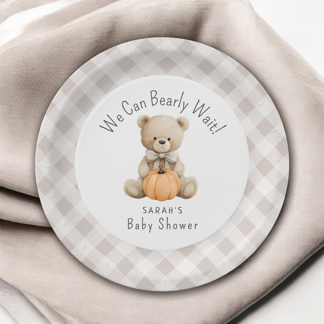 Assiettes En Carton On Peut Attendre Teddy Bear Baby shower (Créateur téléchargé)
