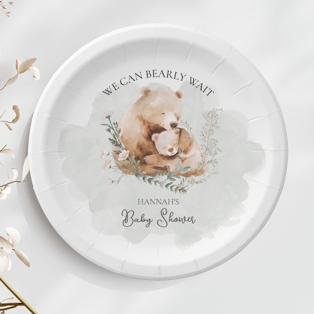 Assiettes En Carton On Peut Attendre Teddy Bear Baby shower (Créateur téléchargé)