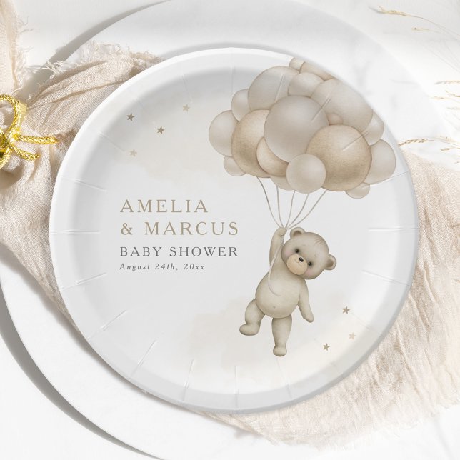 Assiettes En Carton On Peut Attendre Teddy Ours Neutre Douche (Créateur téléchargé)