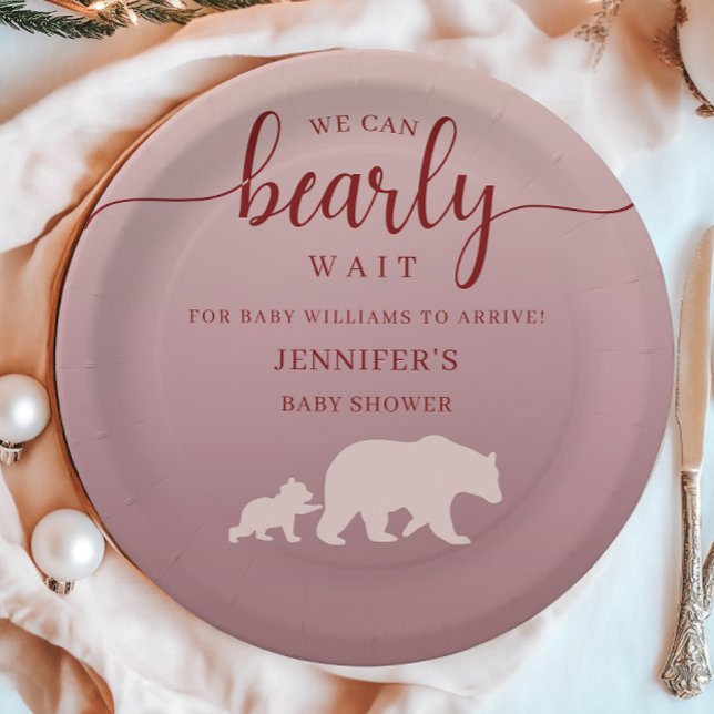 Assiettes En Carton On peut attendre un Baby shower d'ours mignon (Créateur téléchargé)