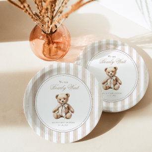 Assiettes En Carton On peut attendre un Baby shower élégant