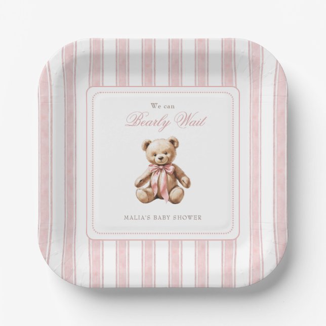 Assiettes En Carton On peut attendre un Baby shower élégant (Recto)