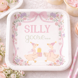 Assiettes En Carton One Silly Goose, Goose Party, First Birthday 