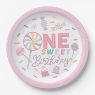 Assiettes En Carton One Sweet Birthday 9" Paper Plate