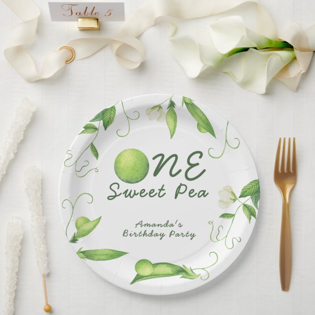 Assiettes En Carton One Sweet Pea First Birthday (Mariage)