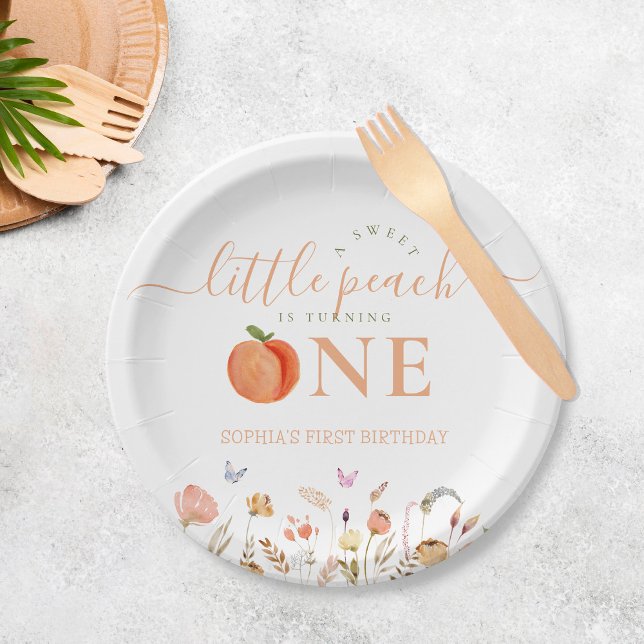 Assiettes En Carton One Sweet Peach Girl 1er anniversaire (Créateur téléchargé)