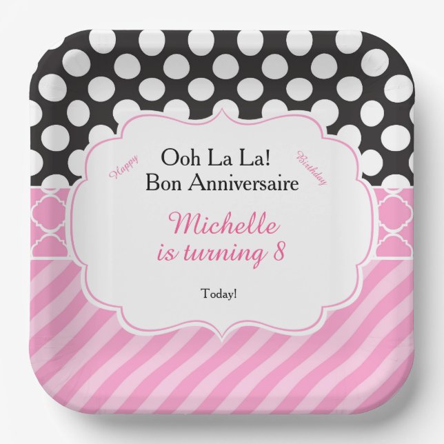Assiettes En Carton Ooh la la Paris Tea Anniversaire (Recto)