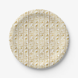 Assiettes En Carton Or & Blanc Égyptien Égypte Glam Moderne Chic Fête
