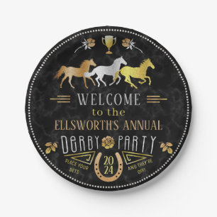 Assiettes En Carton Or de noir d'art déco de partie de jour de Derby