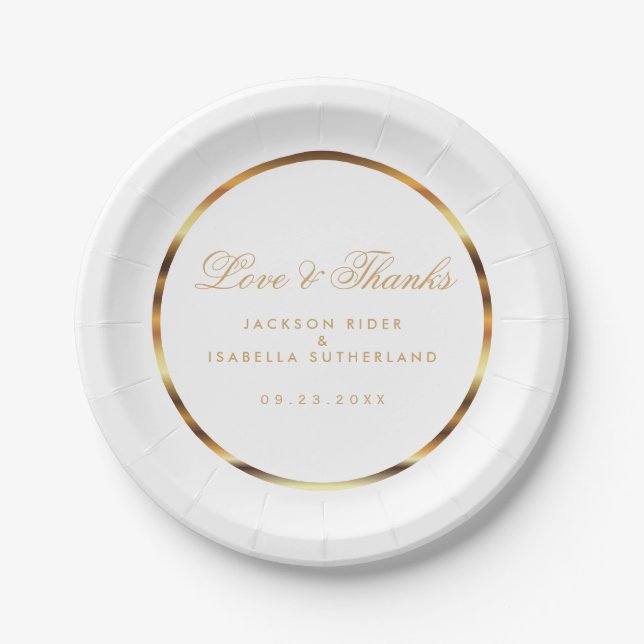 Assiettes En Carton Or et blanc (Devant)