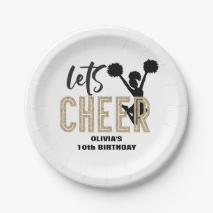 Assiettes En Carton Or et Noir Cheerleading Anniversaire