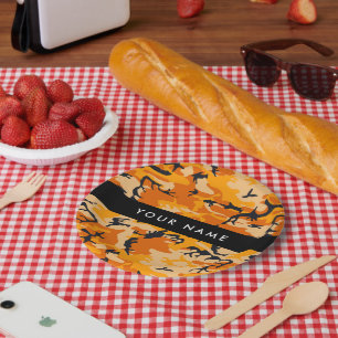 Assiettes En Carton Orange Camouflage Votre nom Personnalisez