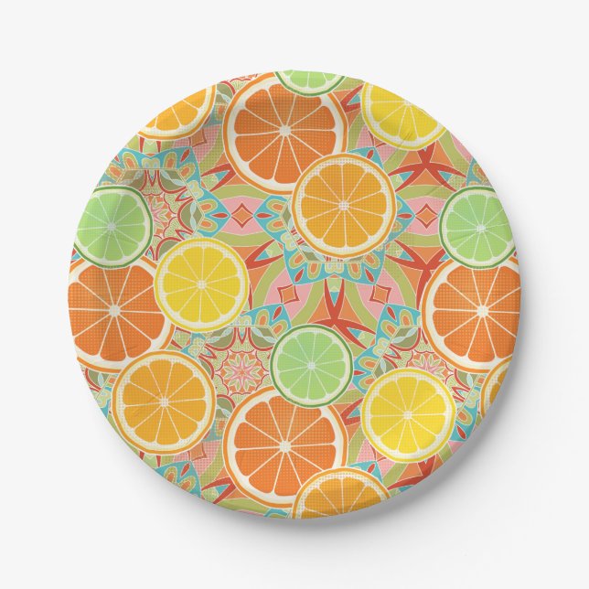 Assiettes En Carton Orange, Citron, Tranches de citron (Devant)