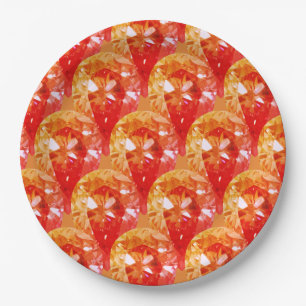 Assiettes En Carton Orange Diamonds Bling Fancy Halloween
