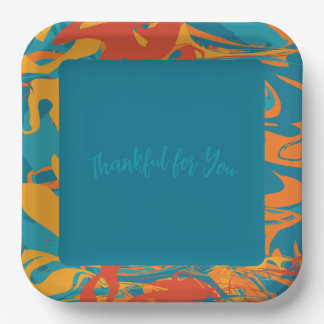 Assiettes En Carton Orange et Thanksgiving Turquoise