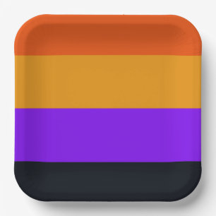 Assiettes En Carton Orange, Jaune, Violet et Grandes Noires