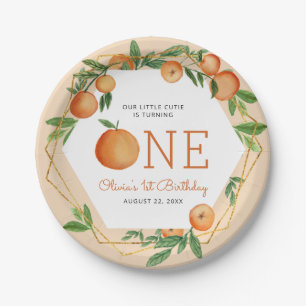 Assiettes En Carton Orange Little Cutie 1er anniversaire