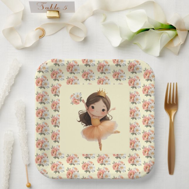 Assiettes En Carton Orange Little Princess Ball (Mariage)