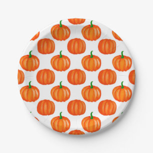 Assiettes En Carton Orange Motif Citrouille Halloween Thanksgiving