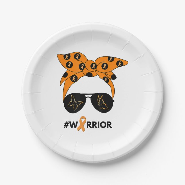 Assiettes En Carton Orange Ruban Rein Cancer Guerrier Bandana Unbrea (Devant)