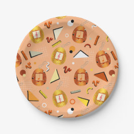 Assiettes En Carton Orange Tamagotchi des années 80