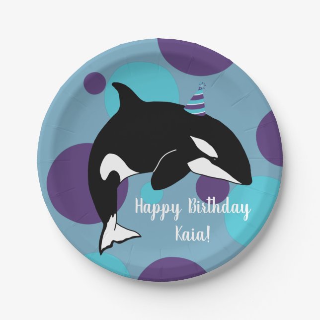 Assiettes En Carton Orca Killer Whale Anniversaire (Devant)