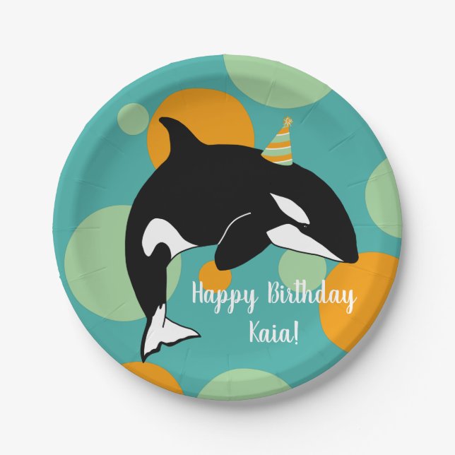 Assiettes En Carton Orca Killer Whale Anniversaire (Devant)