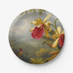 Assiettes En Carton Orchidées et colibri Heade