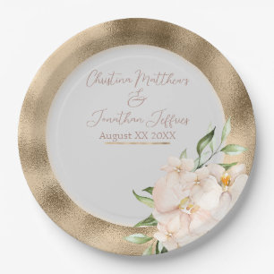 Assiettes En Carton Orchidées tropicales et fleurs de Plumeria sur l'o